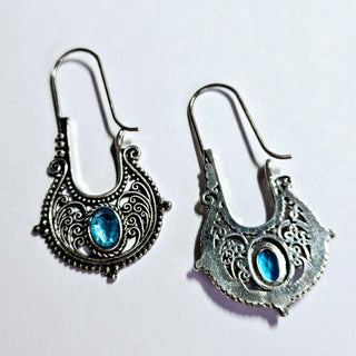 Balinese 925 S.Silver VIBRANT Blue Crystal Dangle Earrings Jewellery Jewelry