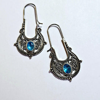 Balinese 925 S.Silver VIBRANT Blue Crystal Dangle Earrings Jewellery Jewelry