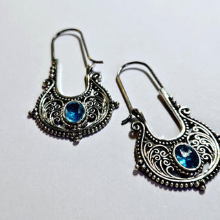 Balinese 925 S.Silver VIBRANT Blue Crystal Dangle Earrings Jewellery Jewelry