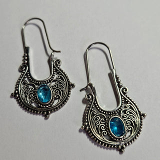 Balinese 925 S.Silver VIBRANT Blue Crystal Dangle Earrings Jewellery Jewelry