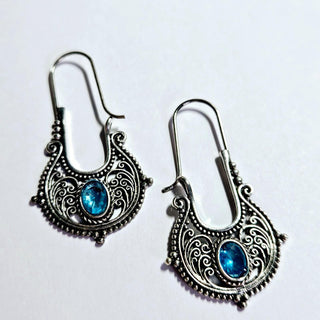 Balinese 925 S.Silver VIBRANT Blue Crystal Dangle Earrings Jewellery Jewelry
