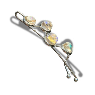 Andamooka Fire Opal Hairclip Australian Genuine Sterling Silver Resin RRP$240