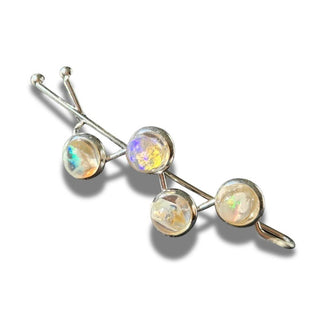 Andamooka Fire Opal Hairclip Australian Genuine Sterling Silver Resin RRP$240