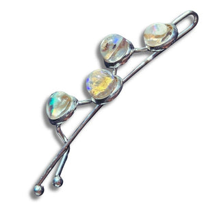Andamooka Fire Opal Hairclip Australian Genuine Sterling Silver Resin RRP$240