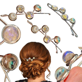 Andamooka Fire Opal Hairclip Australian Genuine Sterling Silver Resin RRP$240