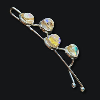Andamooka Fire Opal Hairclip Australian Genuine Sterling Silver Resin RRP$240