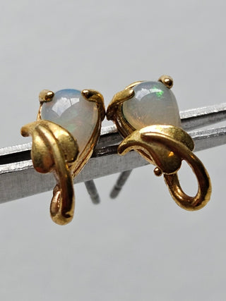 Solid Opal Gold Heart Leaf Earrings Australian Genuine Gems  RRP$160