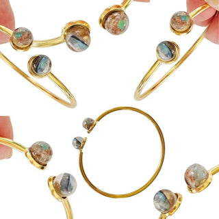 Opal & Resin Double Bangle Adjustable Australian Genuine Natural Jewellery