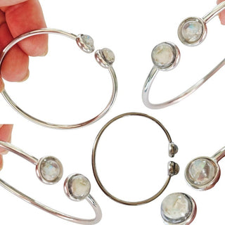 Opal & Resin Double Bangle Adjustable Australian Genuine Natural Jewellery