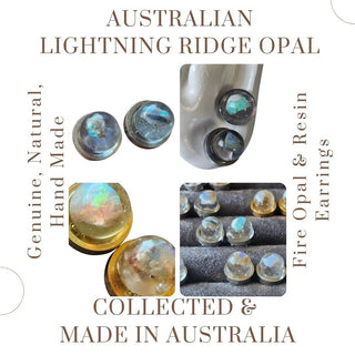 Opal & Resin Ball Earrings Studs Australian Genuine Natural Jewellery