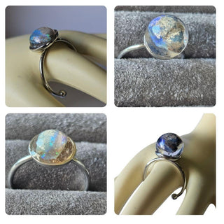 Opal & Resin Ring Ball Design Adjustable Australian Genuine Natural Jewellery