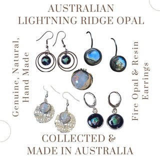 Opal & Resin Earrings Australian Genuine Natural Jewellery RRP $90 Raw opal