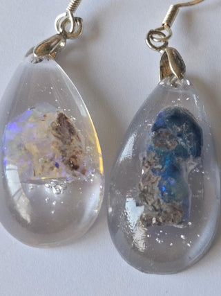 Opal & Resin Earrings Australian Genuine Natural Jewellery RRP $90 Raw opal