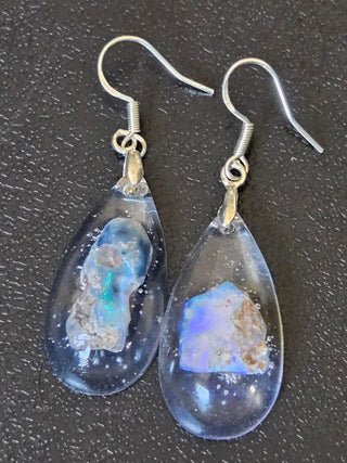 Opal & Resin Earrings Australian Genuine Natural Jewellery RRP $90 Raw opal