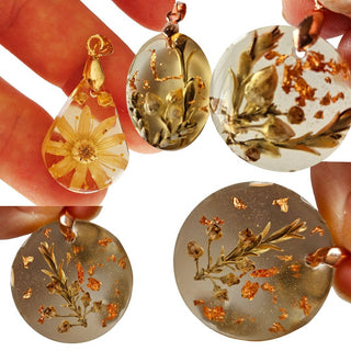 Rose Gold Natural Flowers Resin Pendant Australian Hand Made Jewellery Botanical
