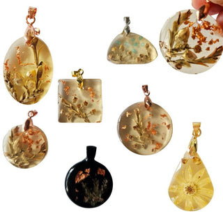 Rose Gold Natural Flowers Resin Pendant Australian Hand Made Jewellery Botanical