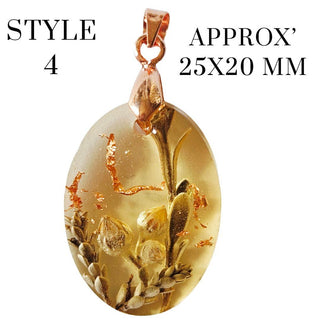 Rose Gold Natural Flowers Resin Pendant Australian Hand Made Jewellery Botanical