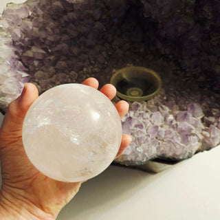 Amethyst Crystal Cave Geode - Rotating Quartz Ball Water Fountain HUGE Copper