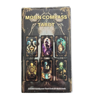 Moon Compass Tarot Deck 78 Cards AI Artwork Gold Dark Fantasy Divination