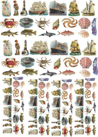 Pre Printed Water Slide Decal/ Dissolving/Tattoo Paper Antique Sea World