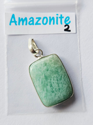 Amazonite Sterling Silver Pendant 2 Natural Stone Handcrafted Jewelry Genuine Gemstone Necklace