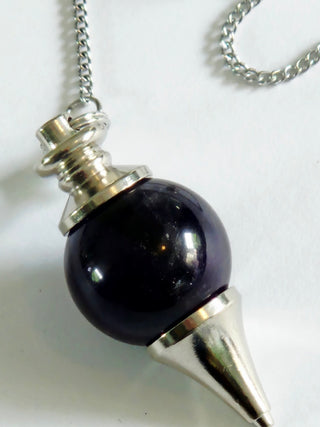 Amethyst Crystal Pendulum Natural Gemstone Silver Chain Dowsing Healing