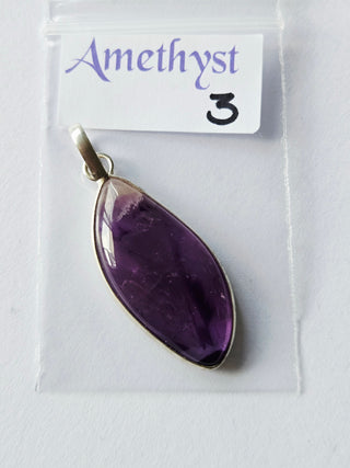 Amethyst Sterling Silver Pendant 3 Natural Stone Handcrafted Jewelry Genuine Gemstone Necklace