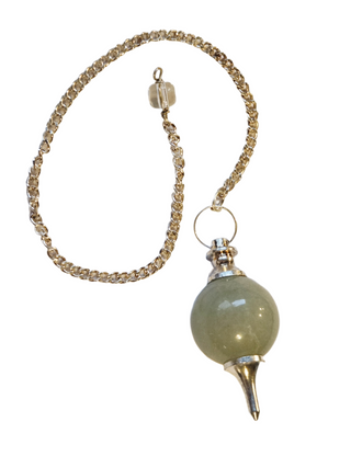 Aventurine Crystal Pendulum Natural Gemstone Silver Chain Dowsing Healing