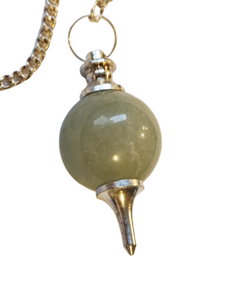 Aventurine Crystal Pendulum Natural Gemstone Silver Chain Dowsing Healing