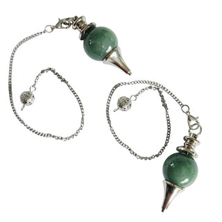 Aventurine Crystal Pendulum Natural Gemstone Silver Chain Dowsing Healing