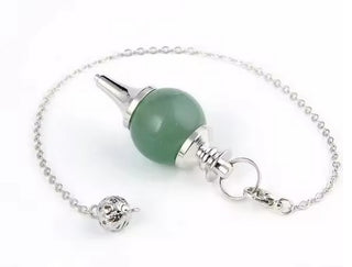 Aventurine Crystal Pendulum Natural Gemstone Silver Chain Dowsing Healing