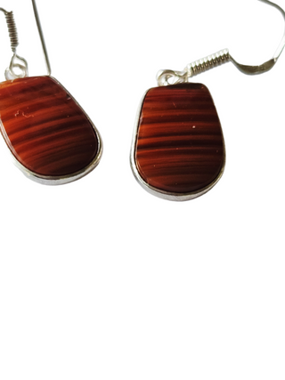 Banded Agate Sterling Silver Earrings 1 Natural Stone Handcrafted Jewelry Genuine Gemstone