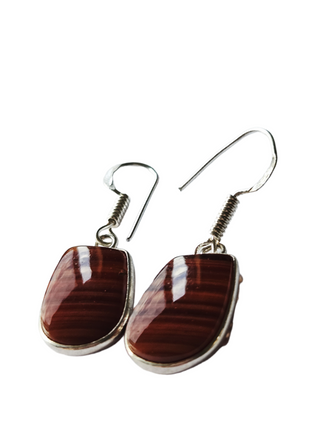Banded Agate Sterling Silver Earrings 1 Natural Stone Handcrafted Jewelry Genuine Gemstone