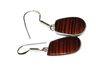Banded Agate Sterling Silver Earrings 1 Natural Stone Handcrafted Jewelry Genuine Gemstone