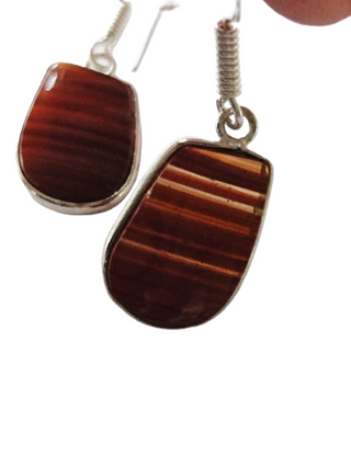 Banded Agate Sterling Silver Earrings 1 Natural Stone Handcrafted Jewelry Genuine Gemstone