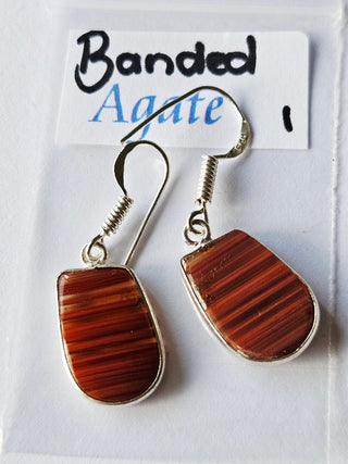 Banded Agate Sterling Silver Earrings 1 Natural Stone Handcrafted Jewelry Genuine Gemstone