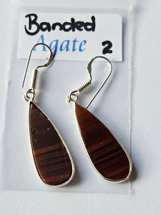 Banded Agate Sterling Silver Earrings 2 Natural Stone Handcrafted Jewelry Genuine Gemstone
