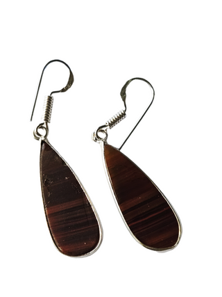Banded Agate Sterling Silver Earrings 2 Natural Stone Handcrafted Jewelry Genuine Gemstone
