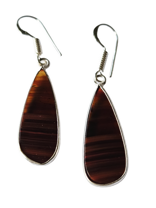 Banded Agate Sterling Silver Earrings 2 Natural Stone Handcrafted Jewelry Genuine Gemstone