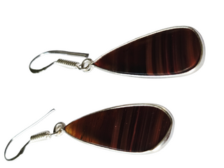 Banded Agate Sterling Silver Earrings 2 Natural Stone Handcrafted Jewelry Genuine Gemstone