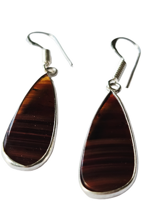 Banded Agate Sterling Silver Earrings 2 Natural Stone Handcrafted Jewelry Genuine Gemstone