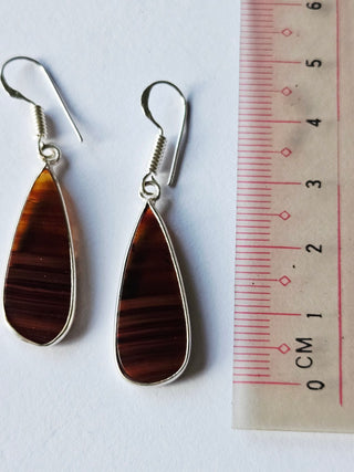 Banded Agate Sterling Silver Earrings 2 Natural Stone Handcrafted Jewelry Genuine Gemstone