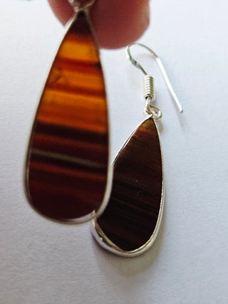 Banded Agate Sterling Silver Earrings 2 Natural Stone Handcrafted Jewelry Genuine Gemstone