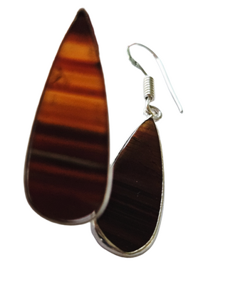 Banded Agate Sterling Silver Earrings 2 Natural Stone Handcrafted Jewelry Genuine Gemstone
