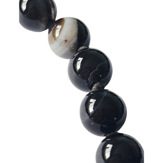 Natural Botswana Agate 108 Bead Mala Necklace Black Banded Meditation