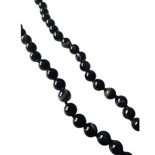 Natural Botswana Agate 108 Bead Mala Necklace Black Banded Meditation