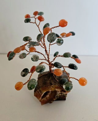 Hand Made Gemstone Crystal Carnelian Moss Agate Tree: A Complete Healing Feng Shui Treasure 40 Cabachons T5