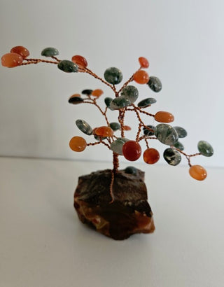Hand Made Gemstone Crystal Carnelian Moss Agate Tree: A Complete Healing Feng Shui Treasure 40 Cabachons T5