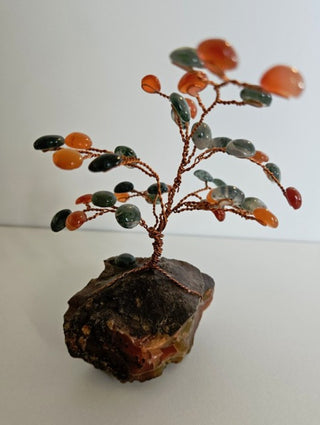 Hand Made Gemstone Crystal Carnelian Moss Agate Tree: A Complete Healing Feng Shui Treasure 40 Cabachons T5