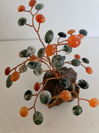 Hand Made Gemstone Crystal Carnelian Moss Agate Tree: A Complete Healing Feng Shui Treasure 40 Cabachons T5